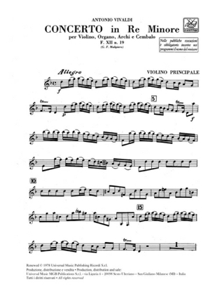 Concerto en ré min. - F. 12 n° 19 - VIVALDI - Partition
